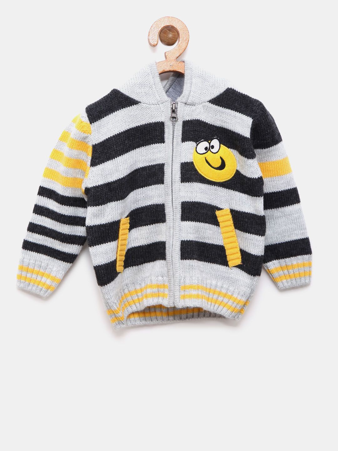 Wingsfield Boys Grey & Navy Striped Hooded Cardigan