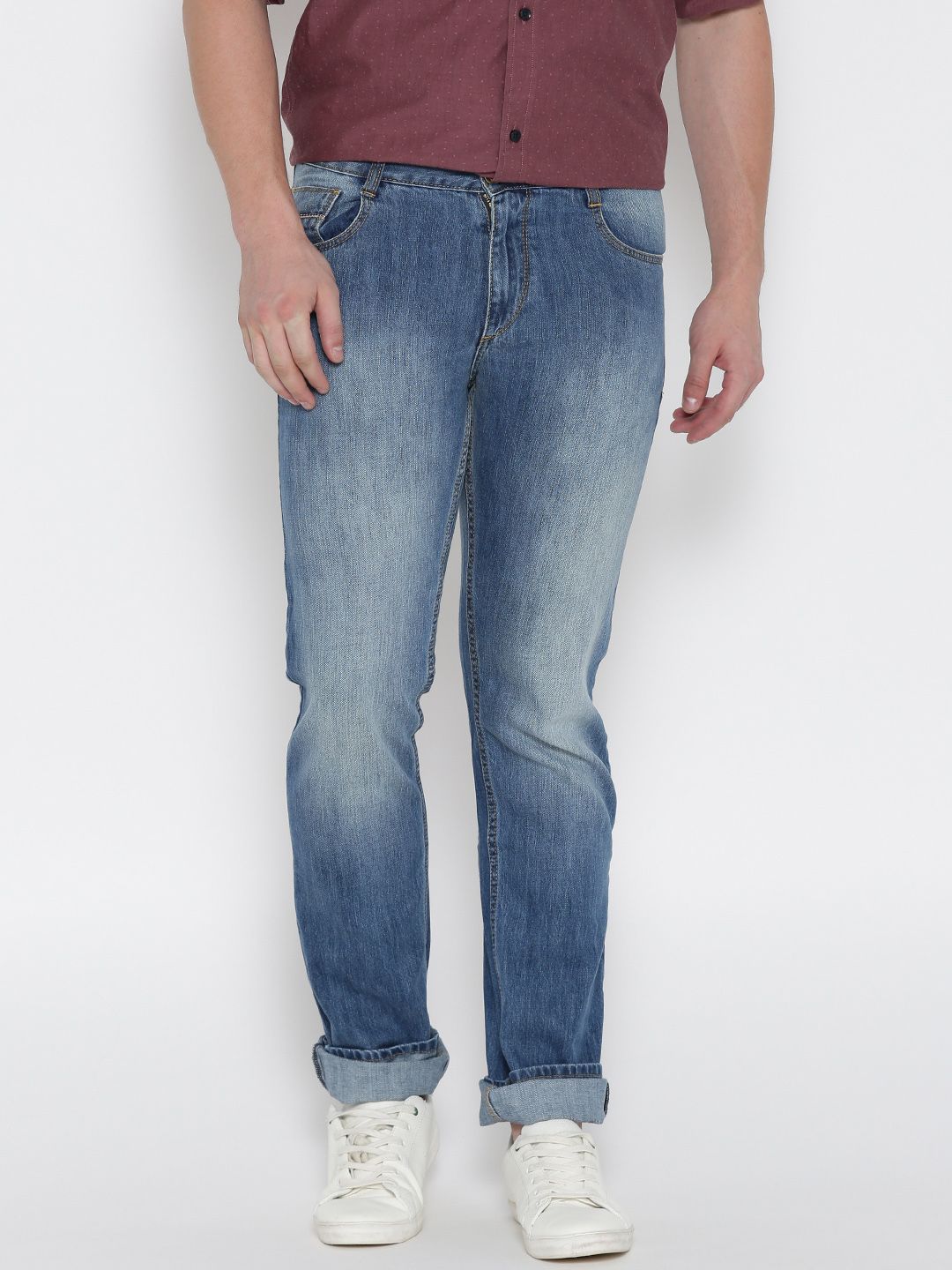 John Players Men Blue Slim Fit Mid-Rise Clean Look Jeans