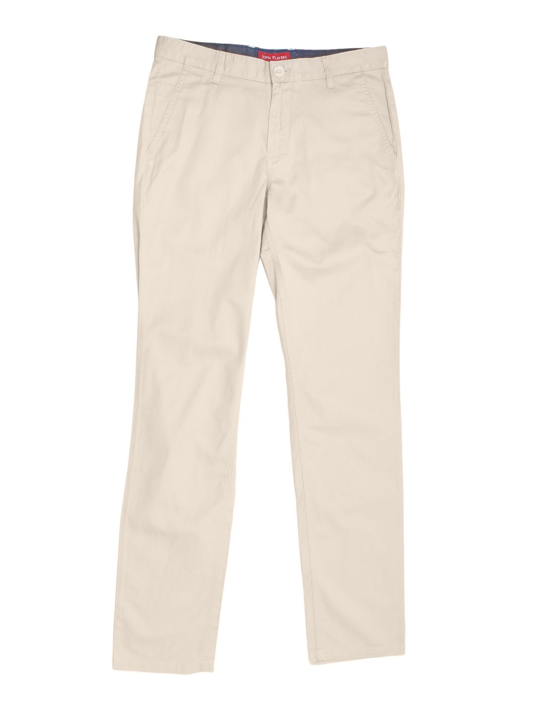 John Players Men Beige Slim Fit Solid Chinos
