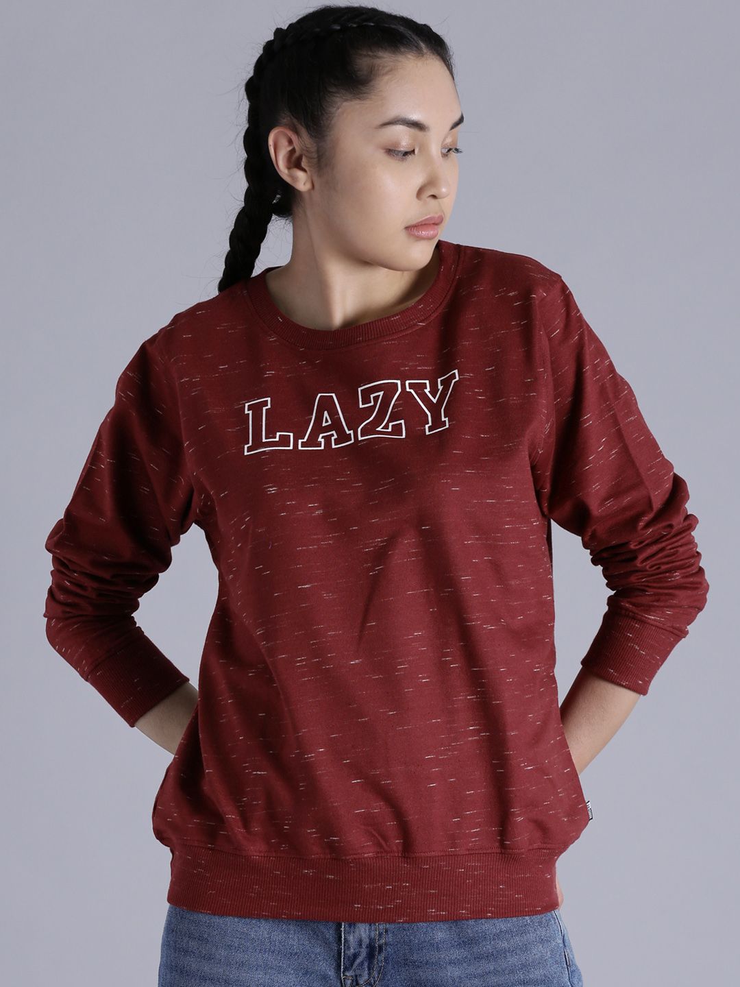Kook N Keech Women Maroon Printed Sweatshirt