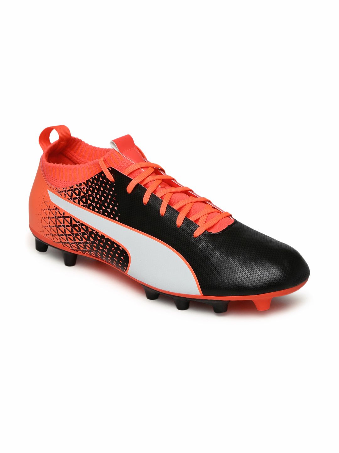 Puma Men Black & Coral evoKNIT FTB AG Football Shoes