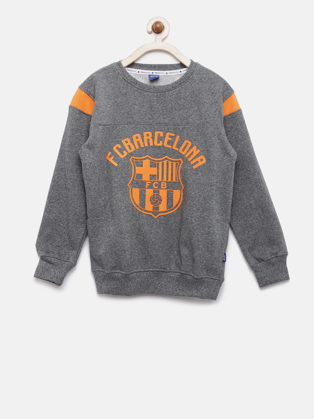FC Barcelona Boys Charcoal Grey Printed Sweatshirt