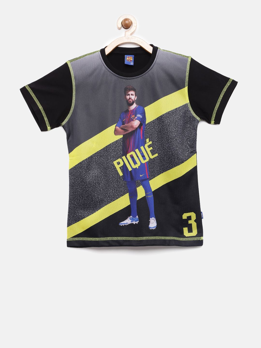 FC Barcelona Boys Charcoal Grey Printed Round Neck T-shirt