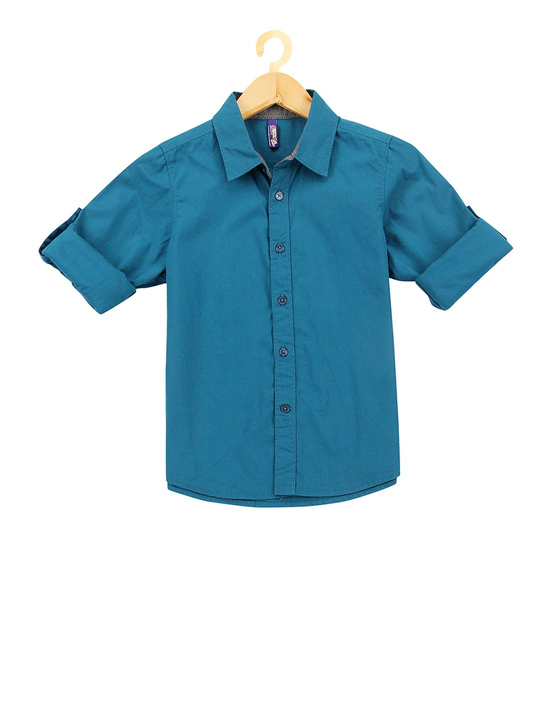 Tickles Boys Teal Blue Comfort Regular Fit Solid Casual Shirt