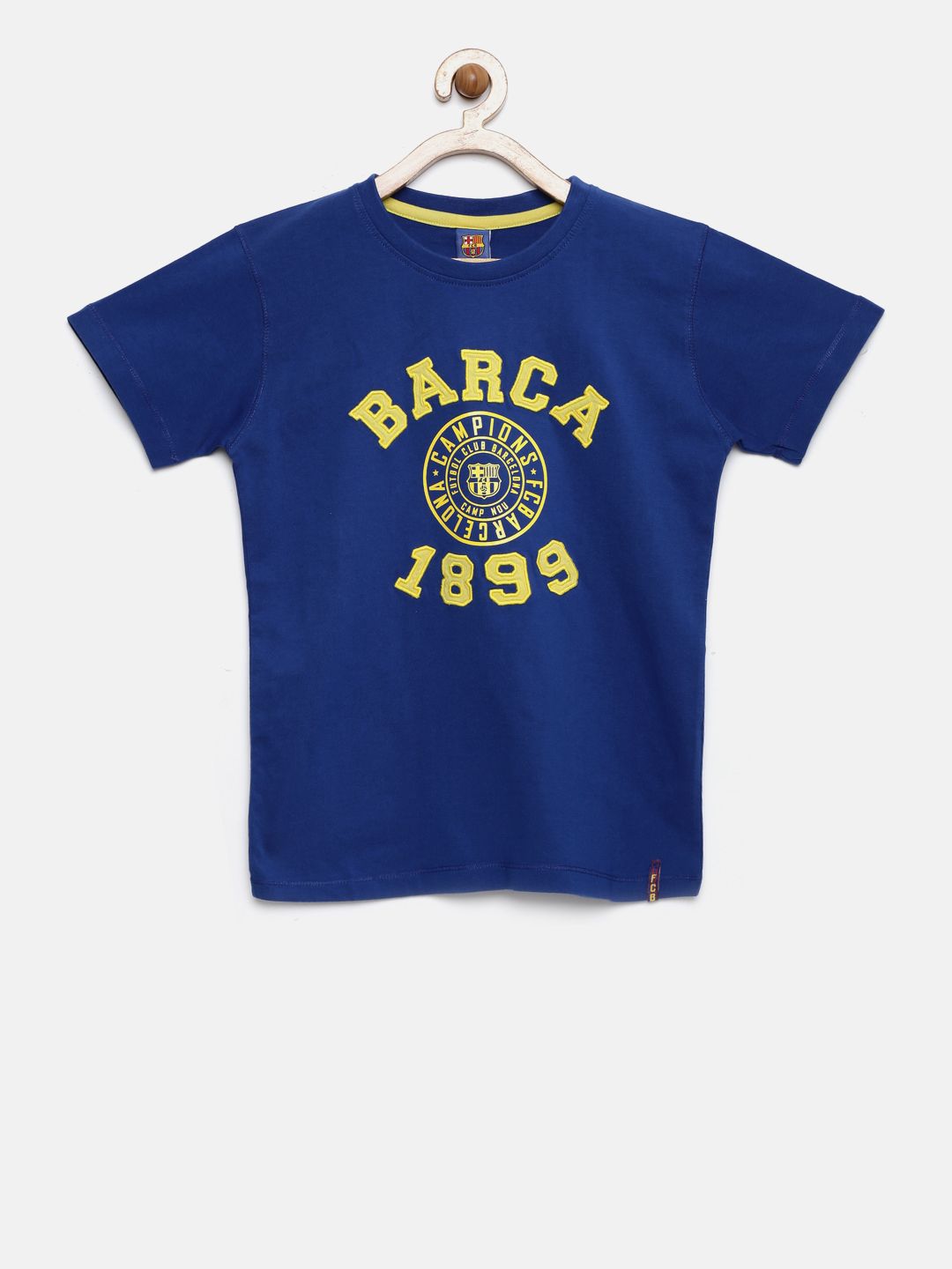 FC Barcelona Boys Blue Printed Round Neck Pure Cotton T-shirt