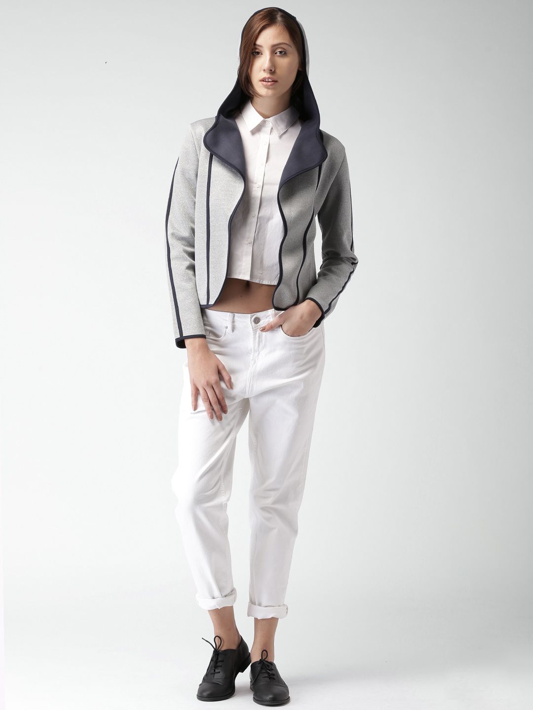Mast & Harbour Grey Melange Hooded Jacket