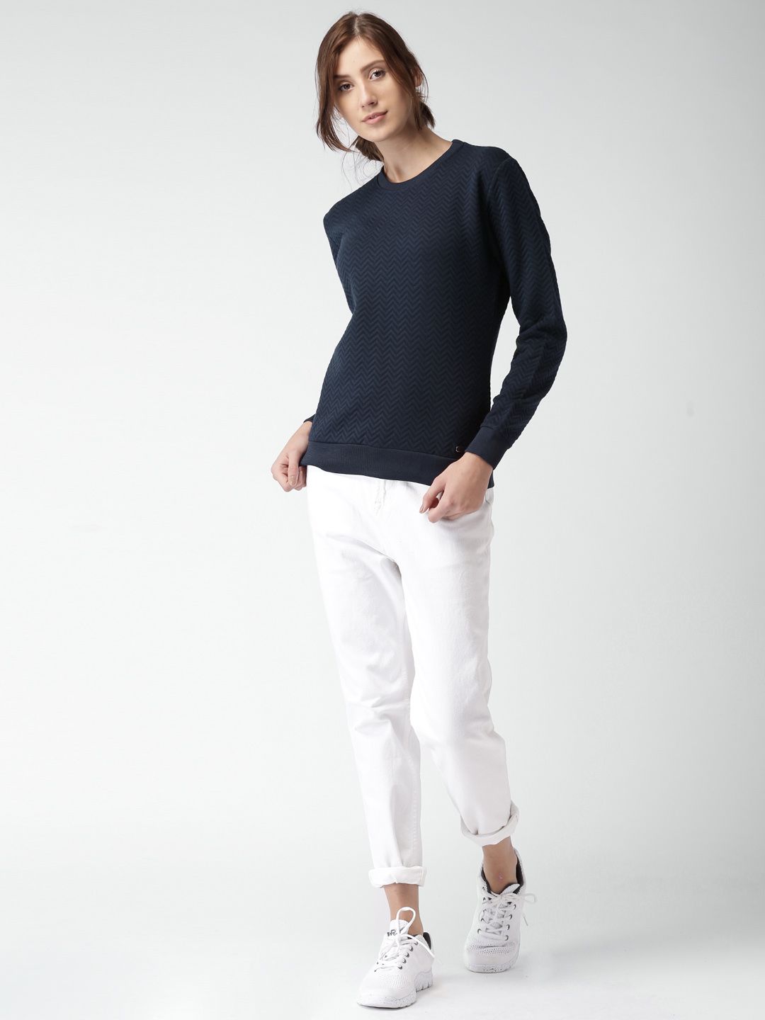 Mast & Harbour Navy Chevron Pattern Sweatshirt