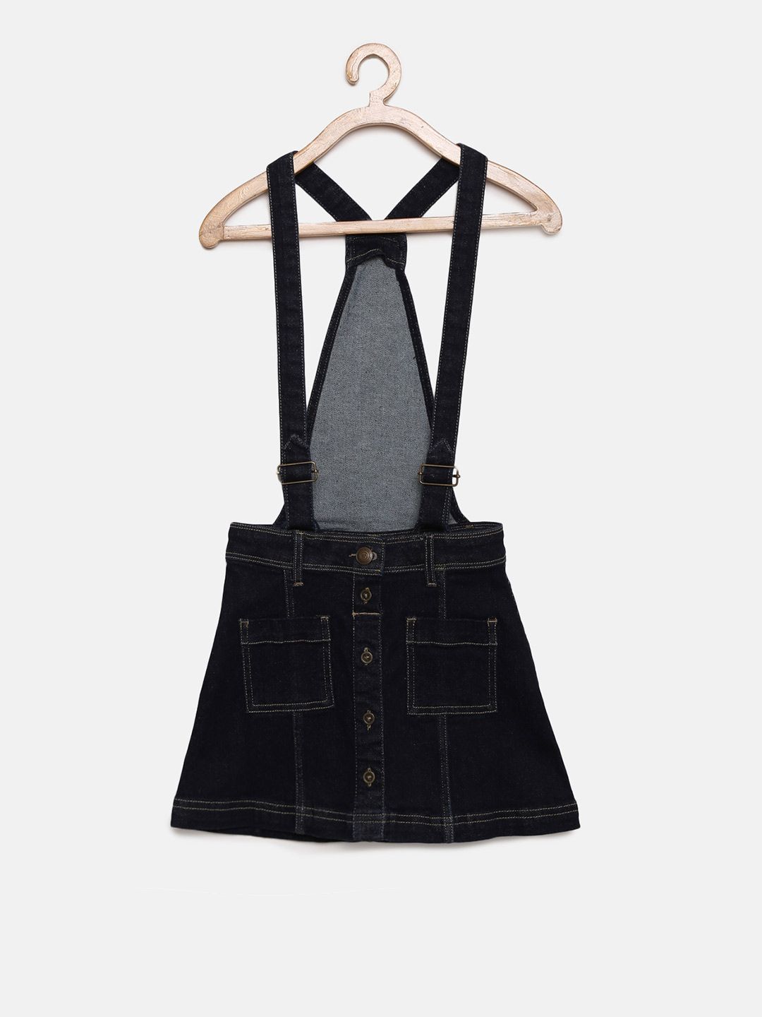 Bossini Girls Blue Solid Denim Playsuit