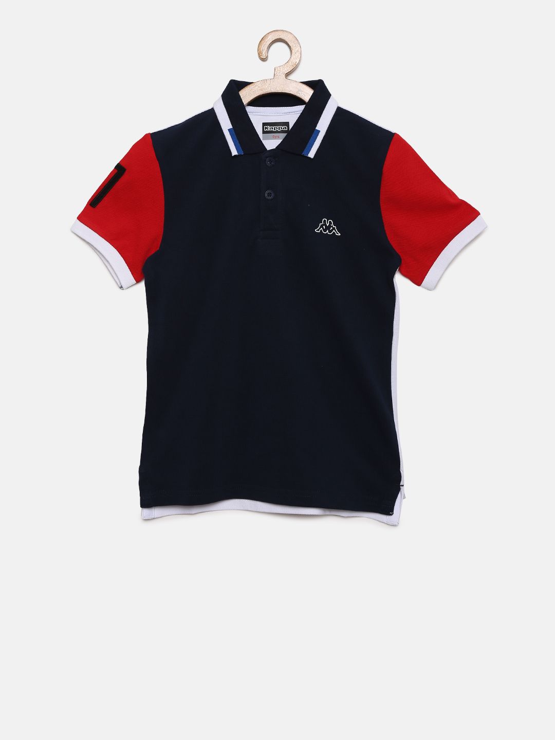 Kappa Boys Navy Blue Colourblocked Polo Collar T-shirt