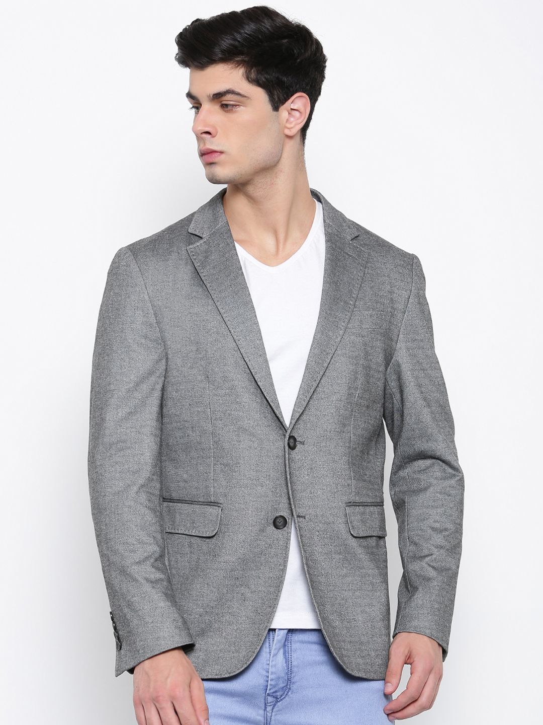 U.S. Polo Assn. Grey Regular Fit Single-Breasted Smart Casual Blazer