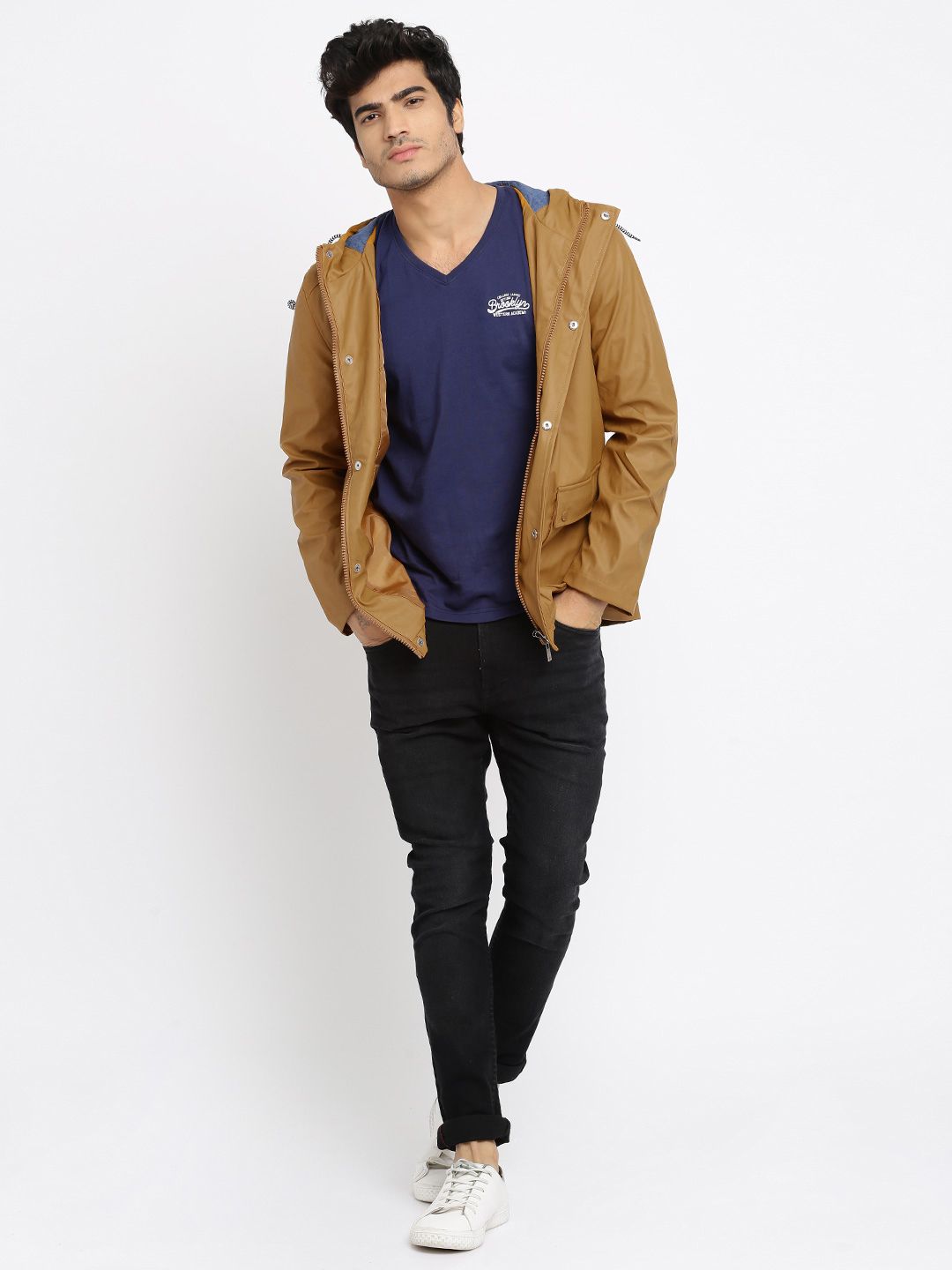 Mast & Harbour Brown Hooded Tailored Jacket