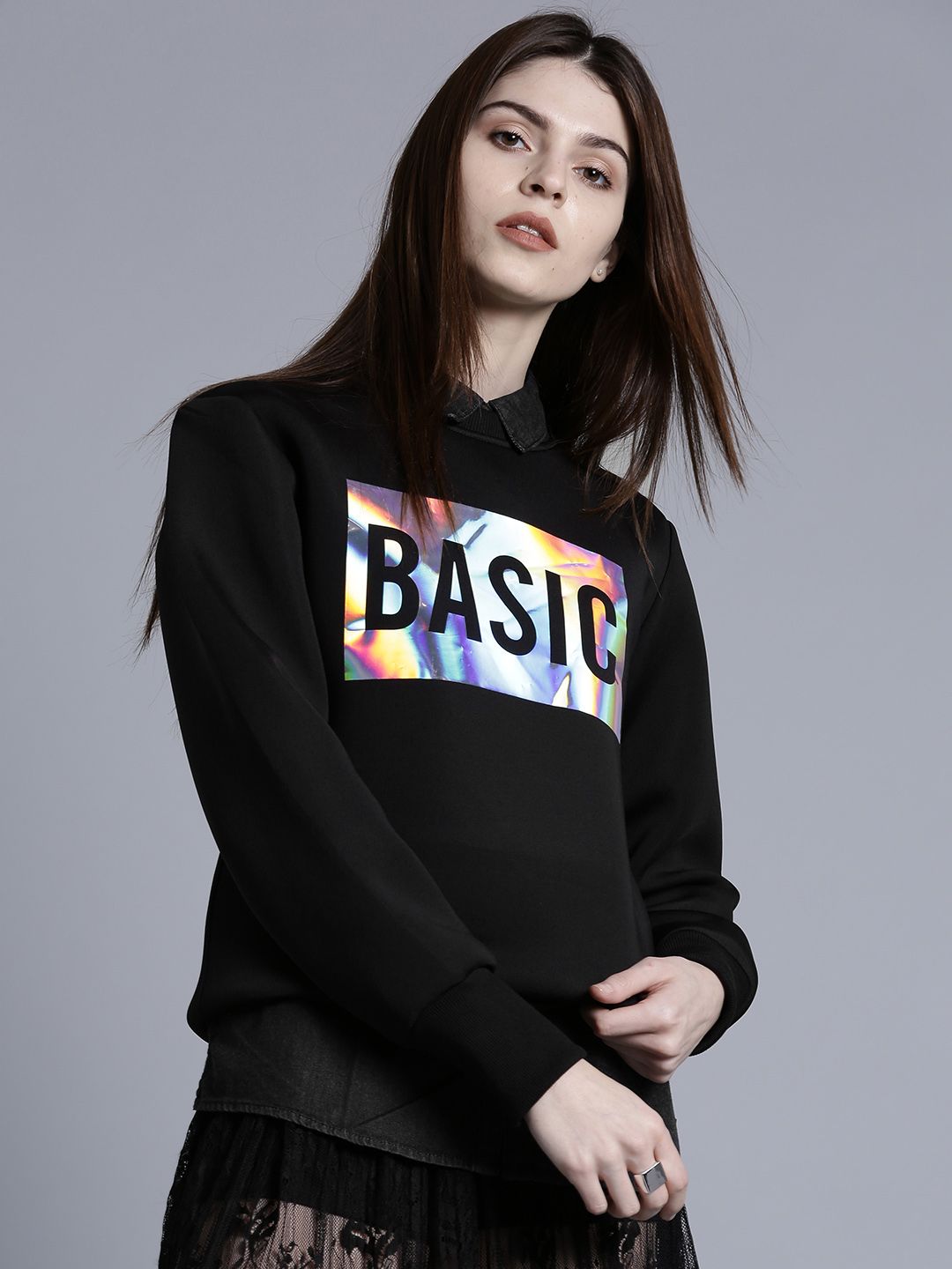 Kook N Keech Women Black Printed Sweatshirt