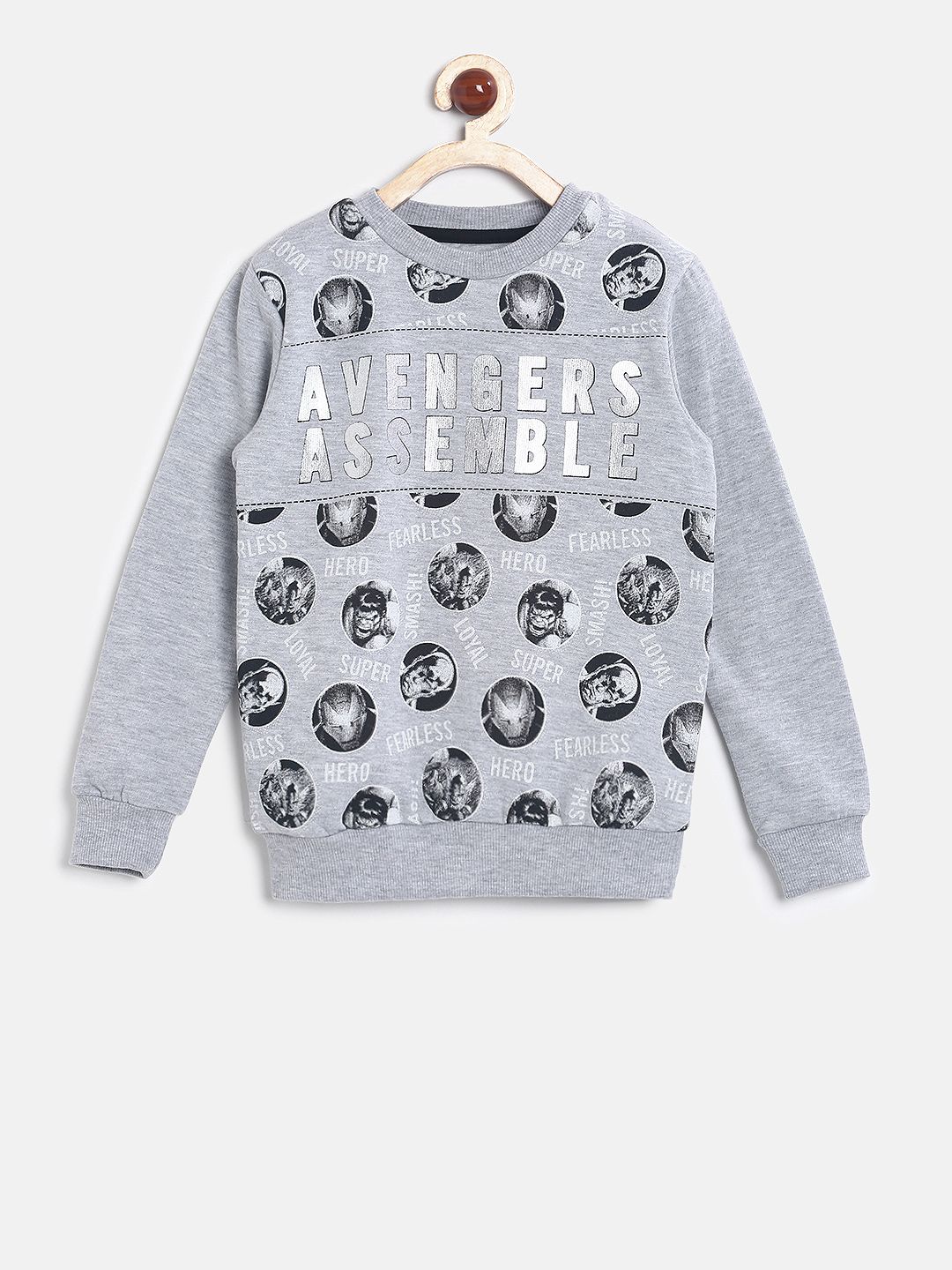 CHALK by Pantaloons Boys Grey Avengers Printed Sweatshirt