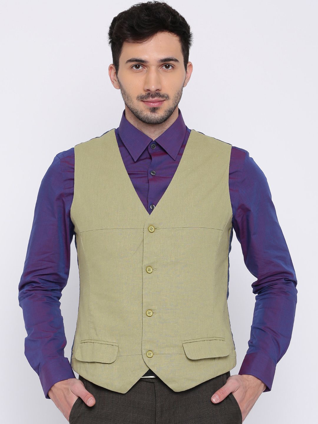 United Colors of Benetton Men Beige Waistcoat