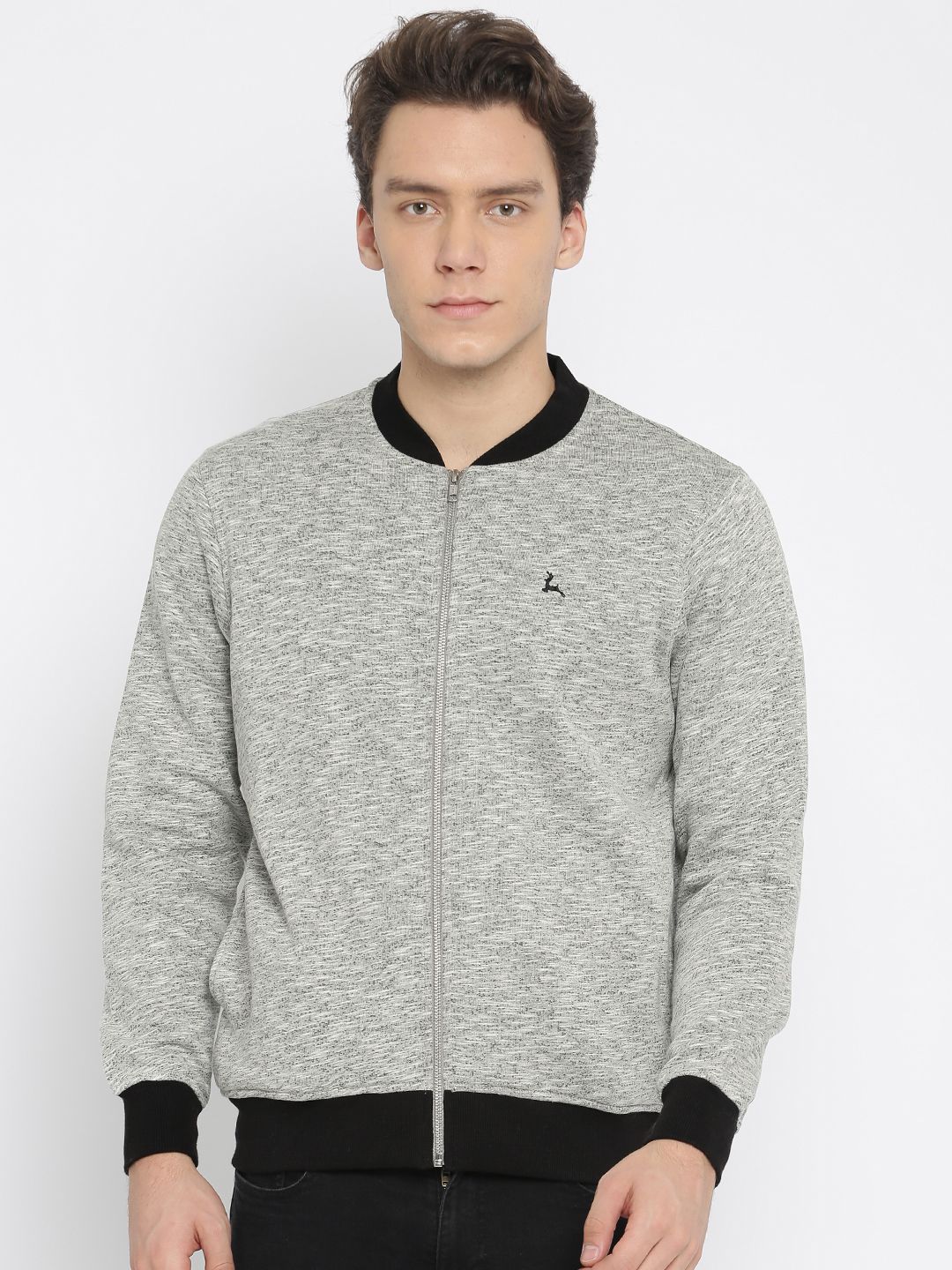 Parx Men Grey Solid Sweatshirt