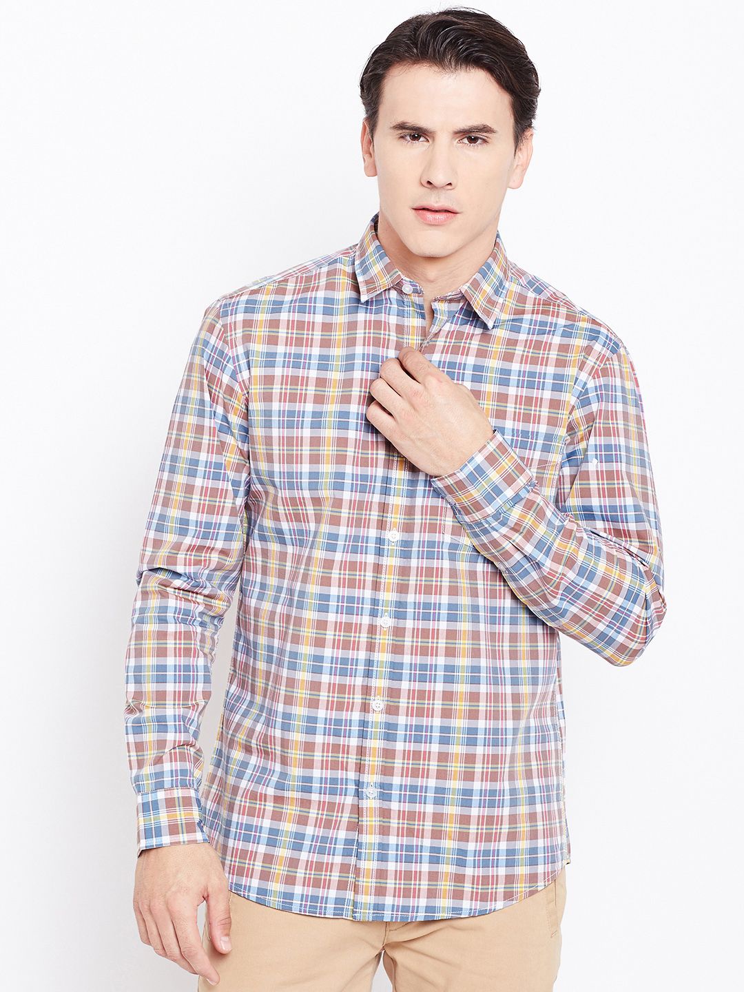 John Players Men Assorted Trim Fit Checked Casual Shirt