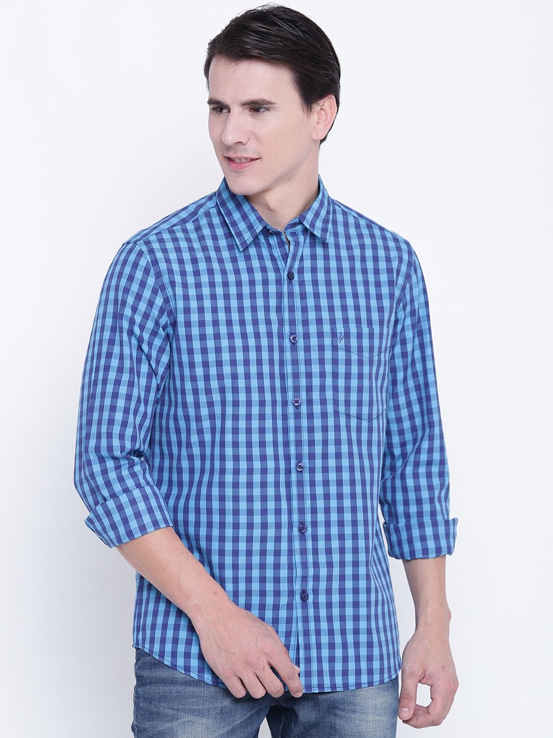 John Players Men Assorted Trim Fit Checked Casual Shirt