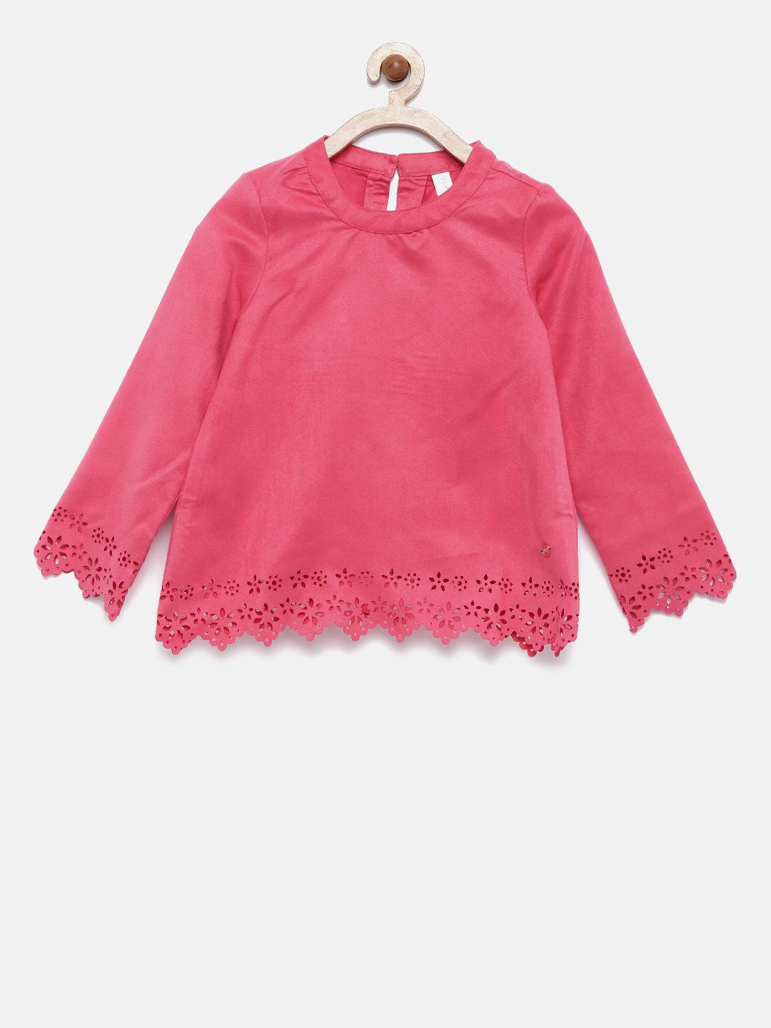 U.S. Polo Assn. Kids Girls Pink Solid Pure Cotton Top
