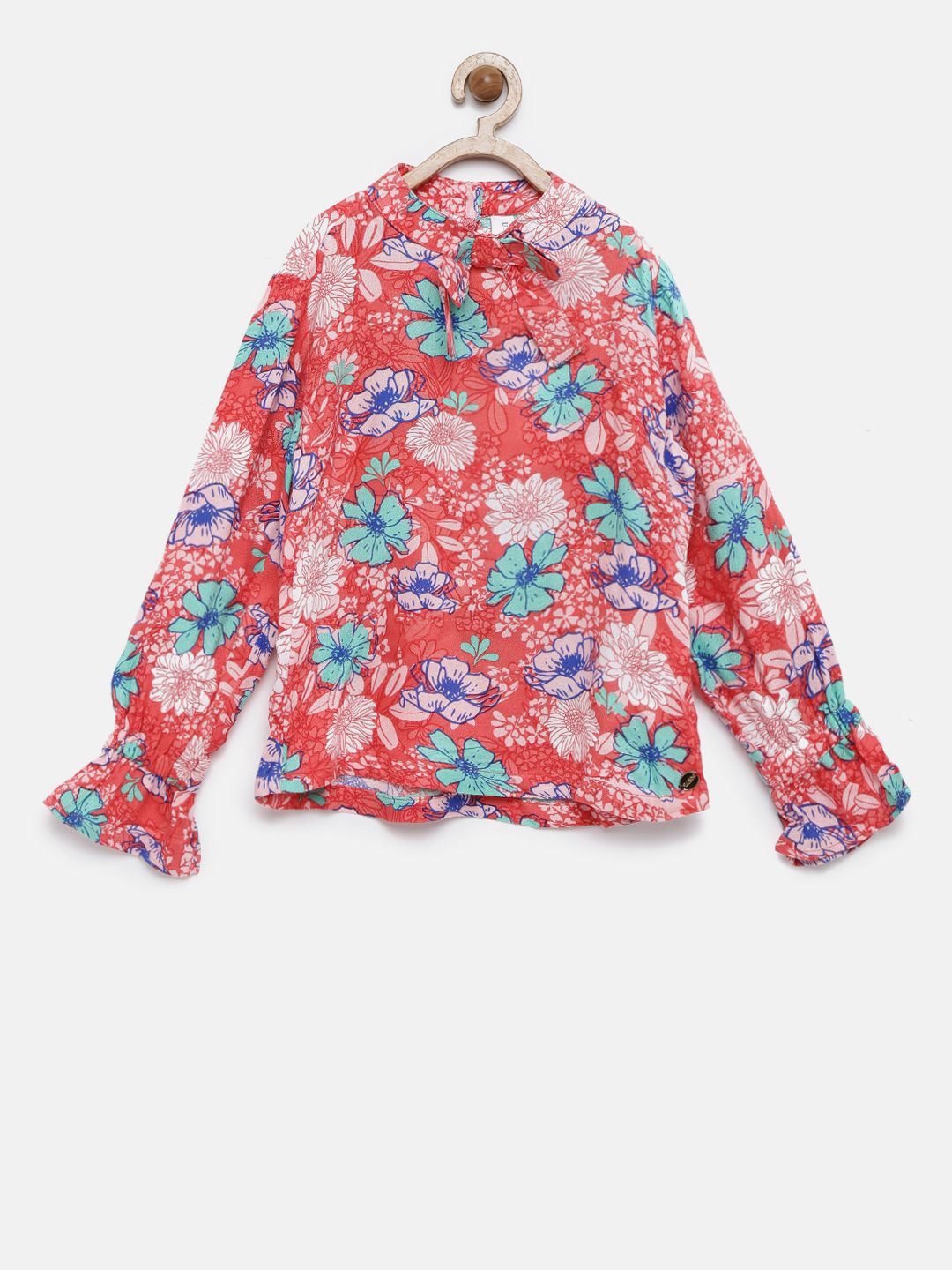 U.S. Polo Assn. Kids Girls Multicoloured Printed Blouson Top