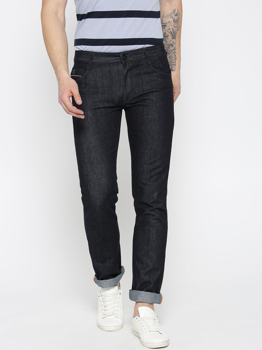 John Players Men Navy Blue Slim Fit Low-Rise Clean Look Jeans