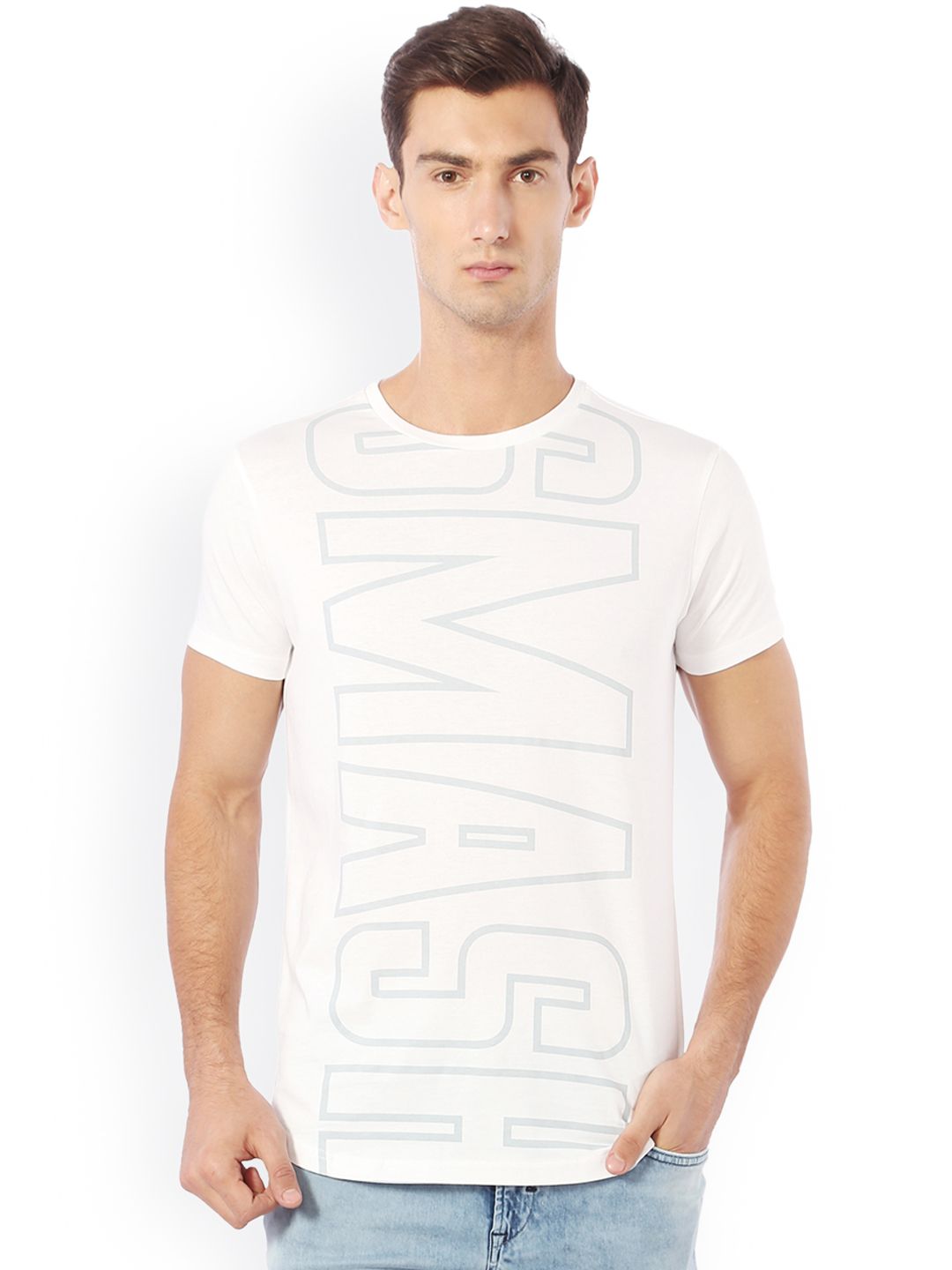 Allen Solly Sport Men White Printed Round Neck T-shirt