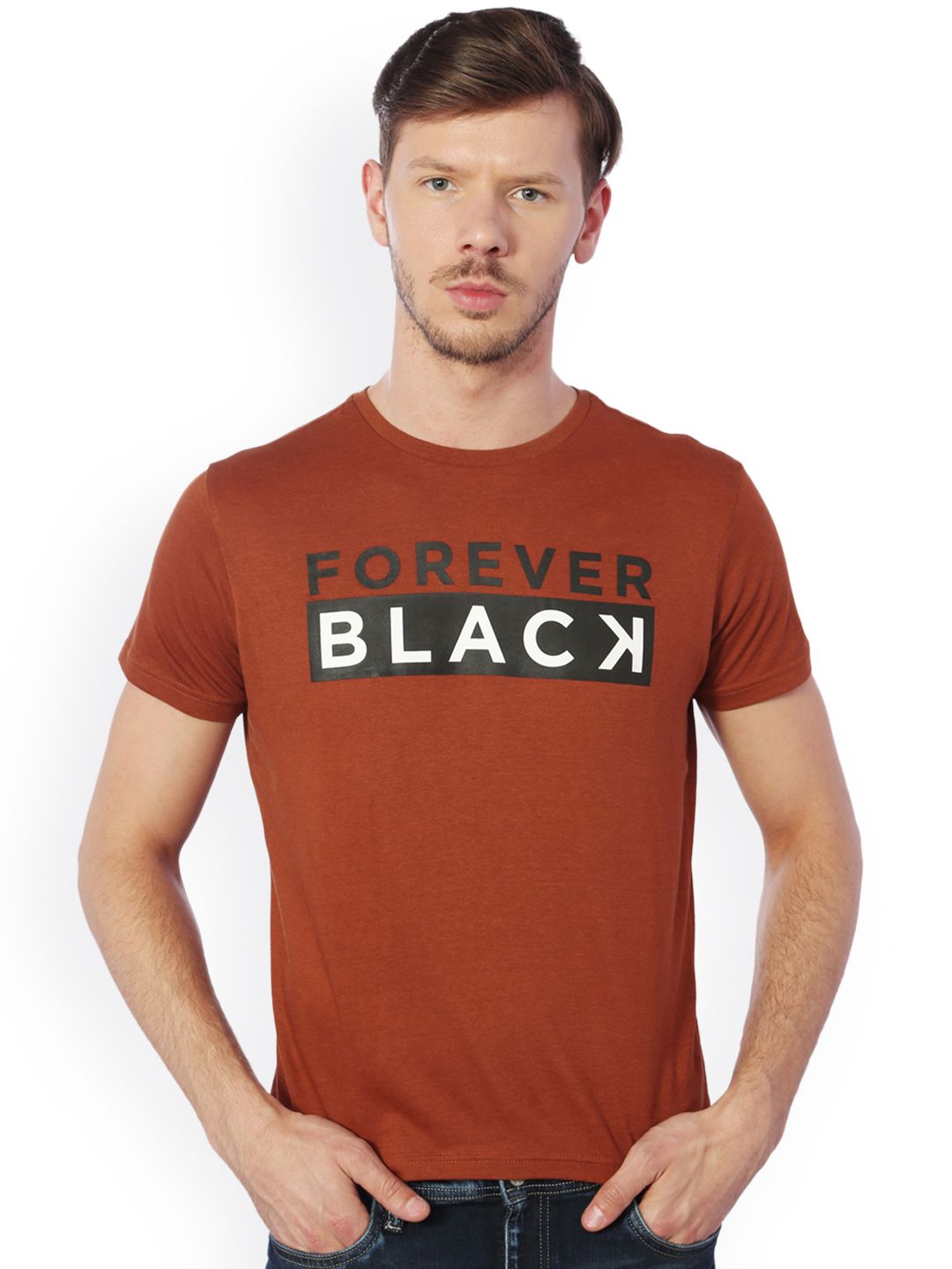 Allen Solly Sport Men Brown Printed Round Neck T-shirt