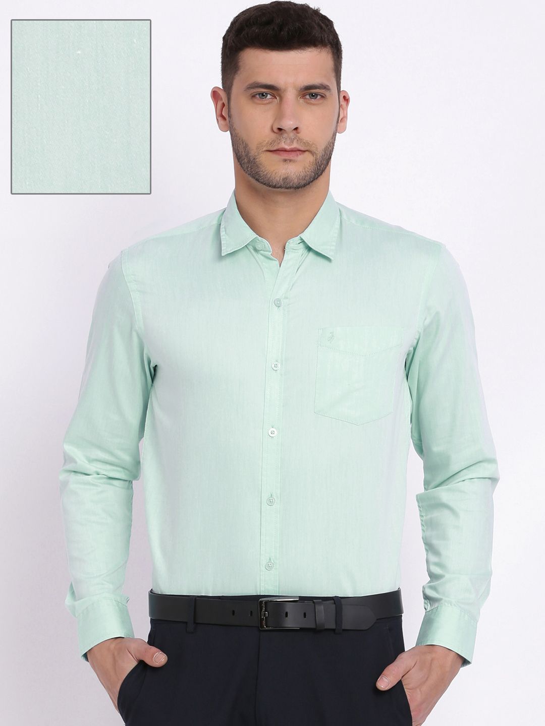 John Players Men Blue Trim Fit Solid Formal Shirt