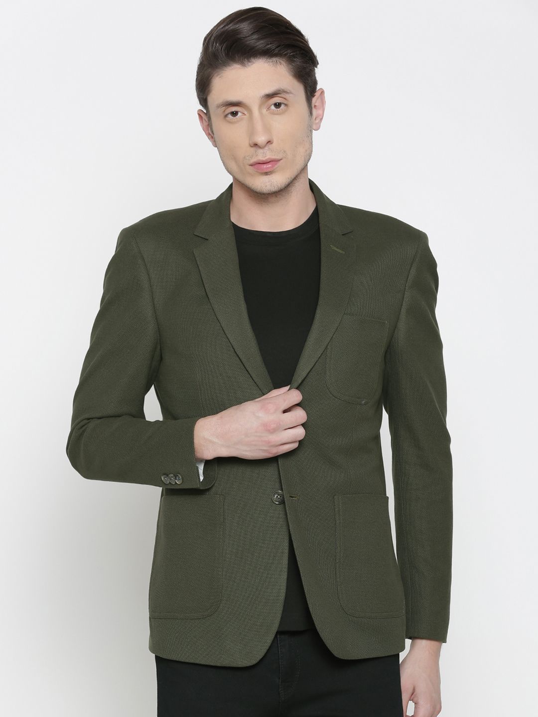 Solly Sport Green Slim Jersey Fit Casual Blazer