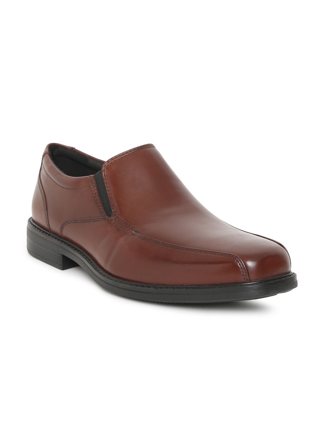 Clarks Men Black Leather Formal Bolton Free Slip-Ons