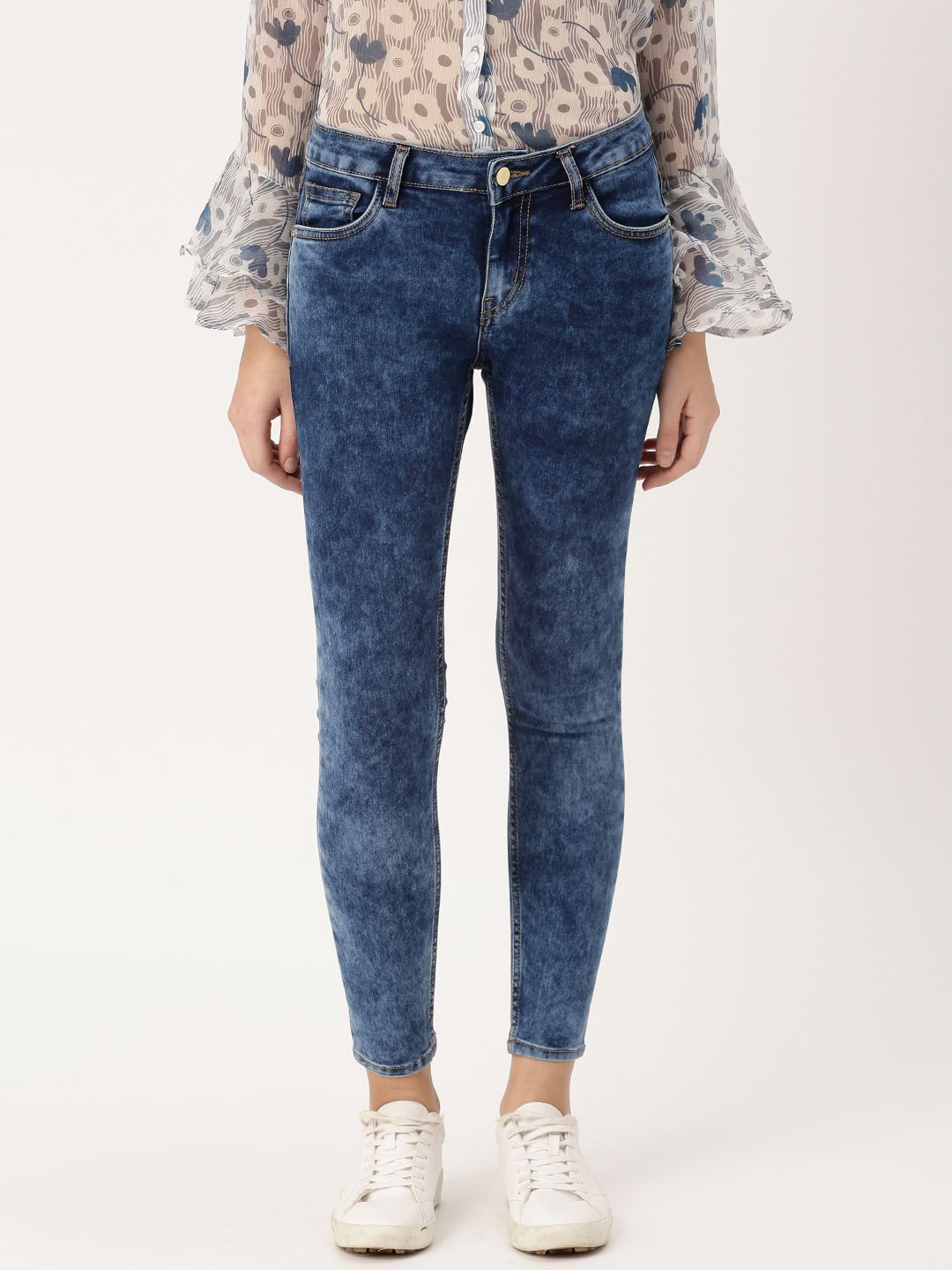DressBerry Women Blue Skinny Fit Mid-Rise Clean Look Stretchable Jeans
