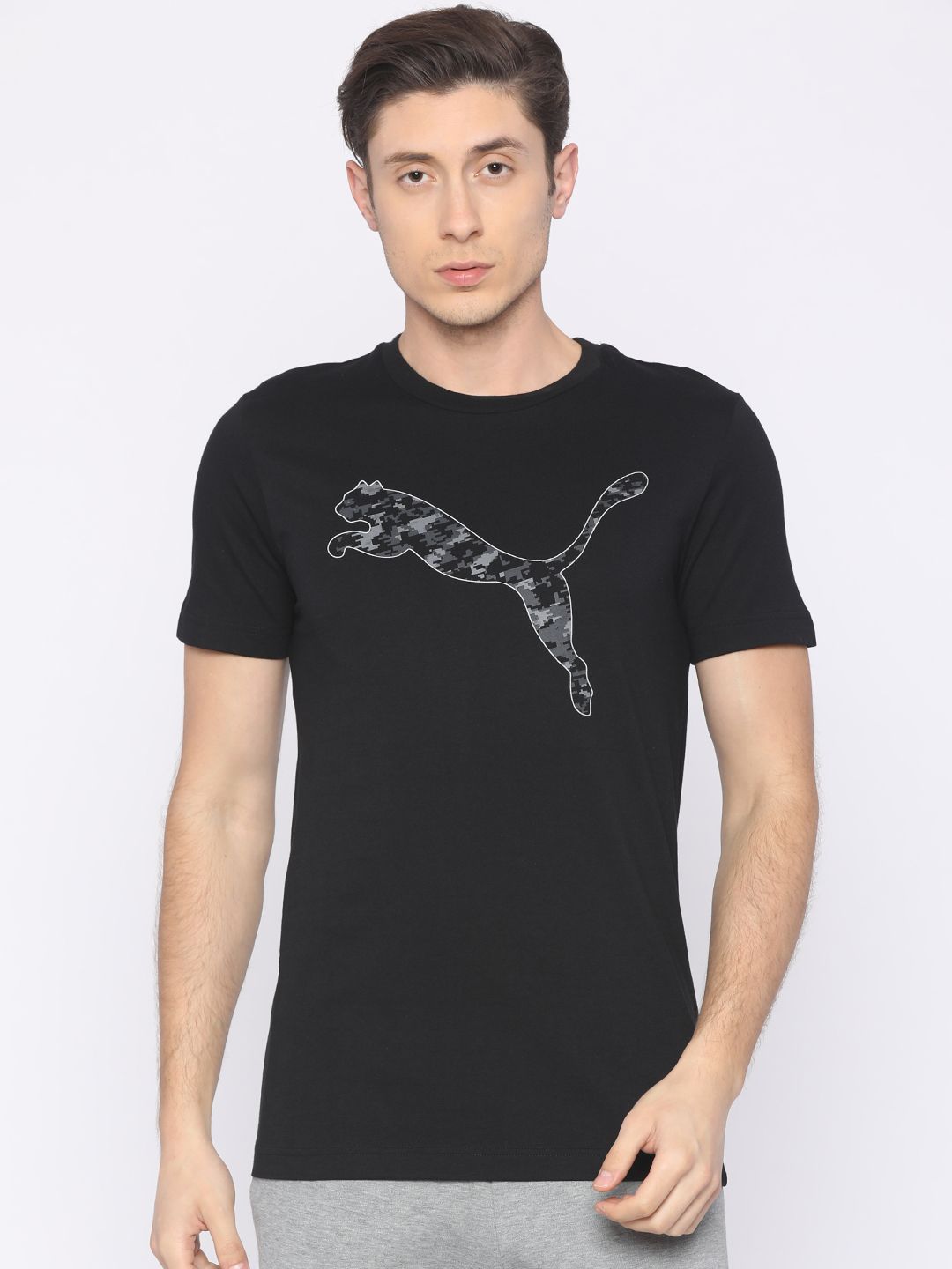 Puma Men Black Printed Active Hero Pure Cotton T-shirt