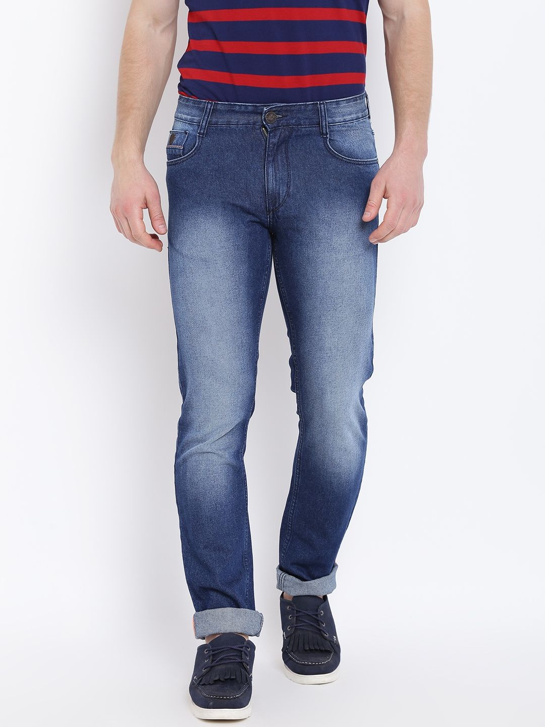 John Players Men Blue Slim Fit Low-Rise Clean Look Jeans