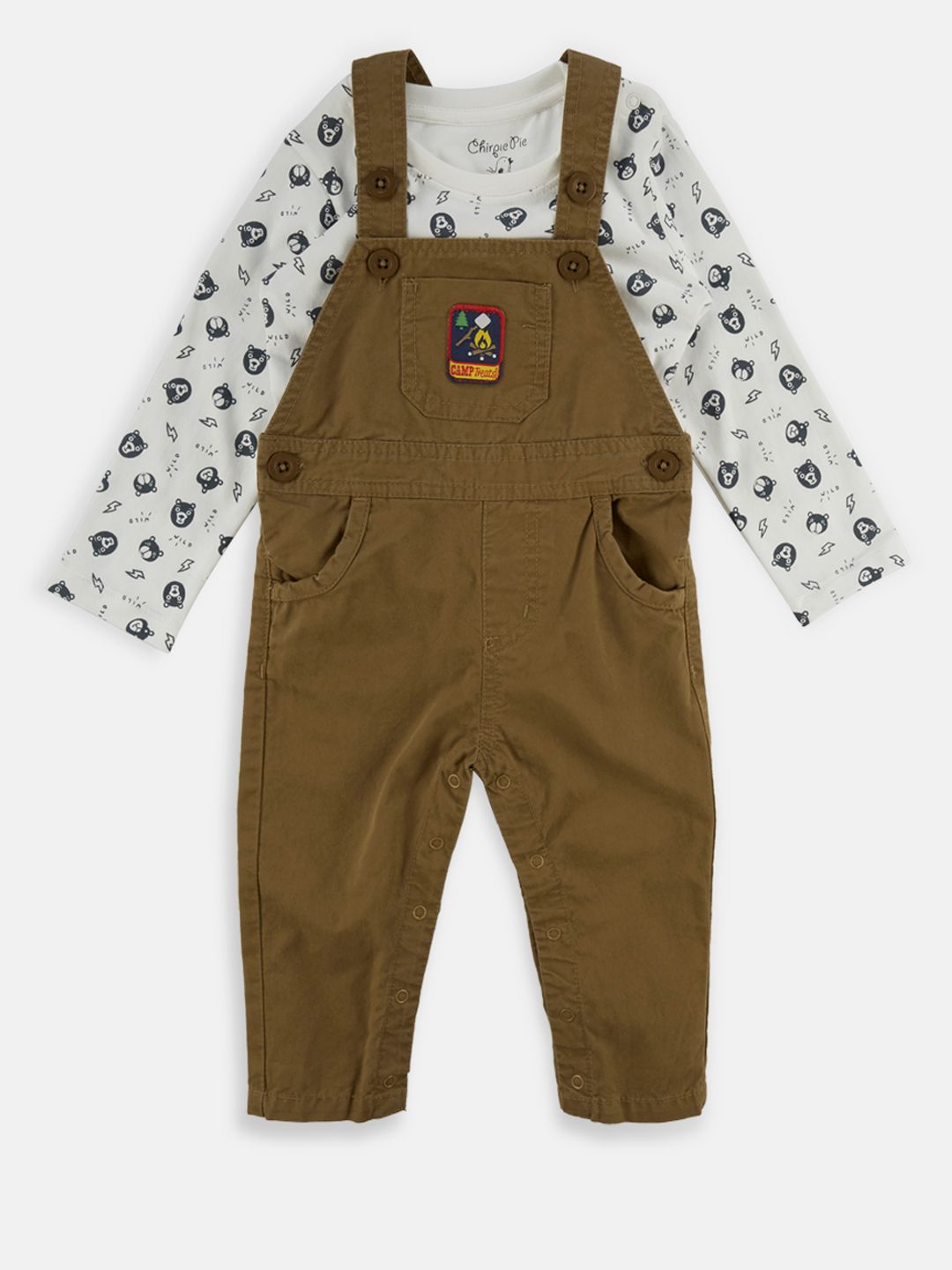Chirpie Pie by Pantaloons Boys Khaki & White Clothing Set