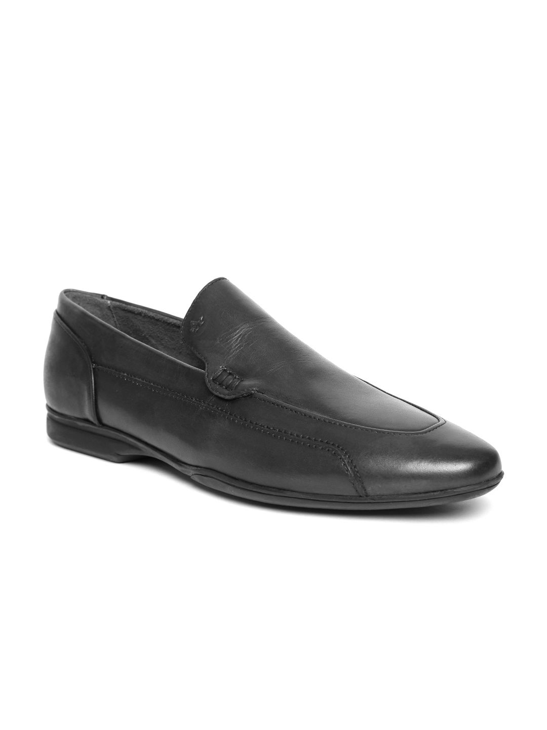 Arrow Men Charcoal Grey Leather Semiformal Slip-Ons