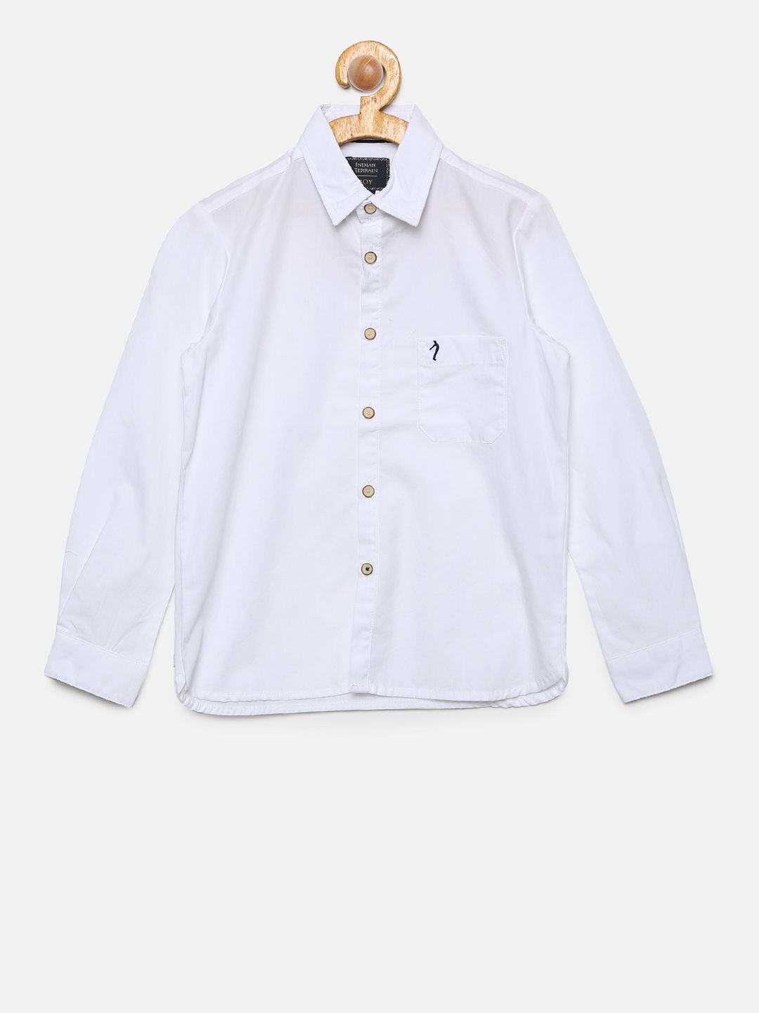 Indian Terrain Boys White Regular Fit Solid Casual Shirt