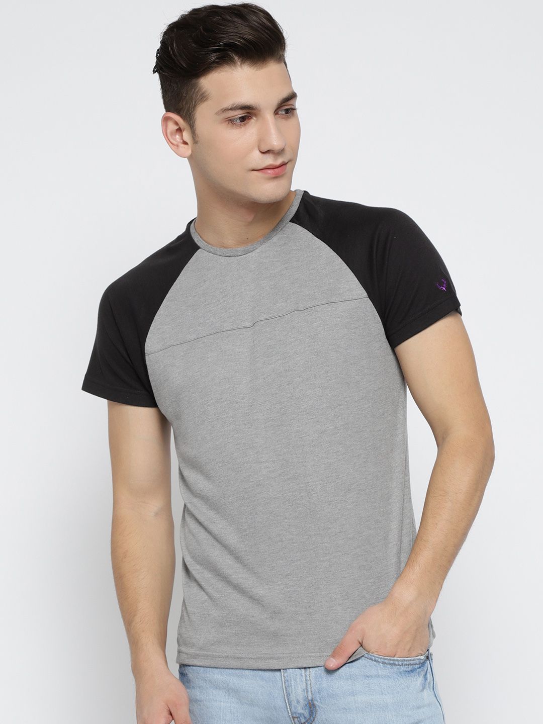 Allen Solly Sport Men Grey Printed Round Neck T-shirt