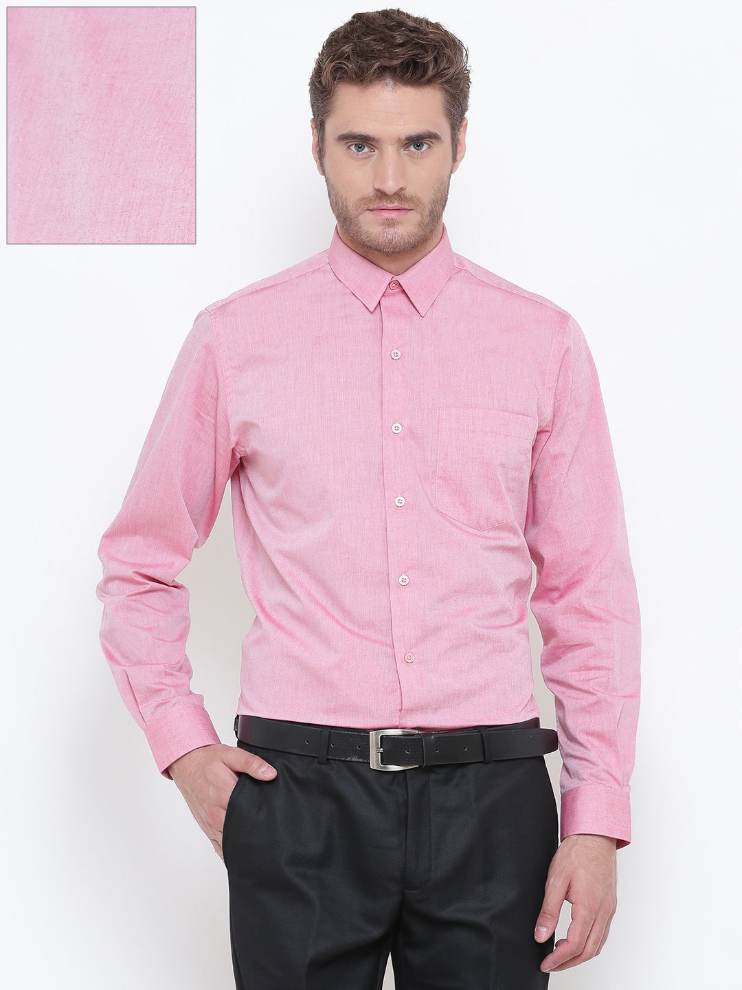 John Players Men Pink Slim Fit Solid Formal Shirt