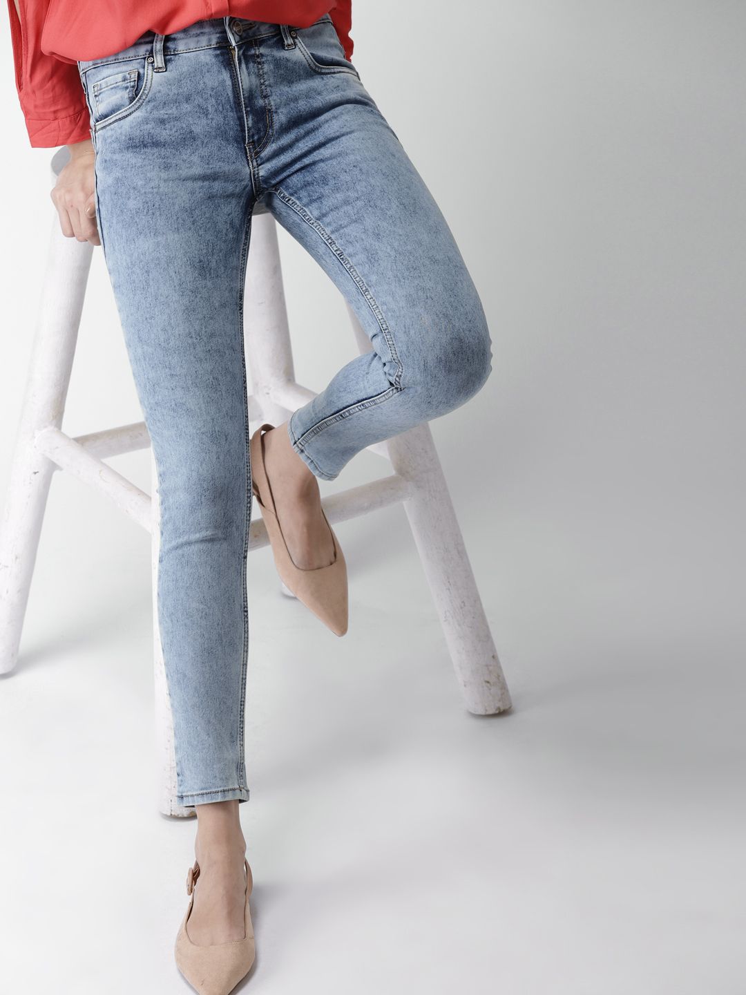 Mast & Harbour Women Blue Skinny Fit Mid-Rise Clean Look Stretchable Jeans