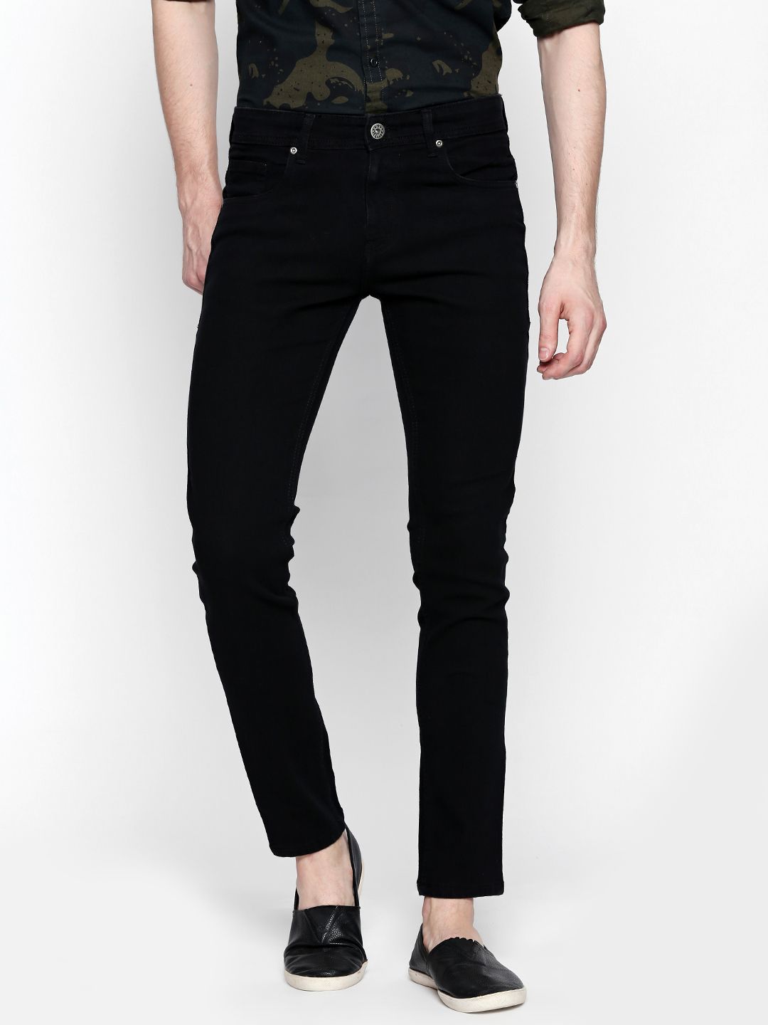 High Star Men Black Slim Fit Mid-Rise Clean Look Stretchable Jeans