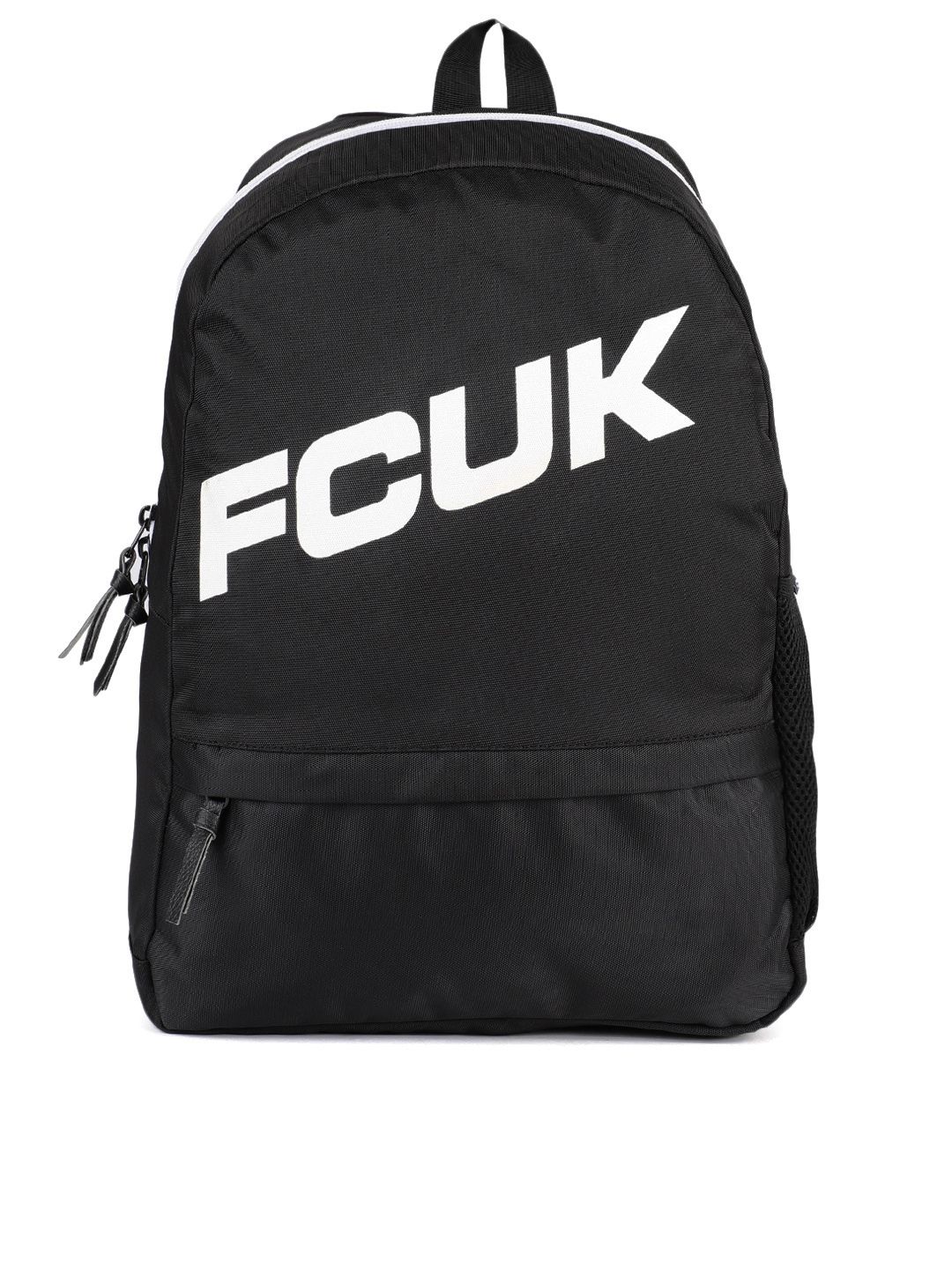 French Connection Unisex Black Brand Logo MONOCHROME Backpack