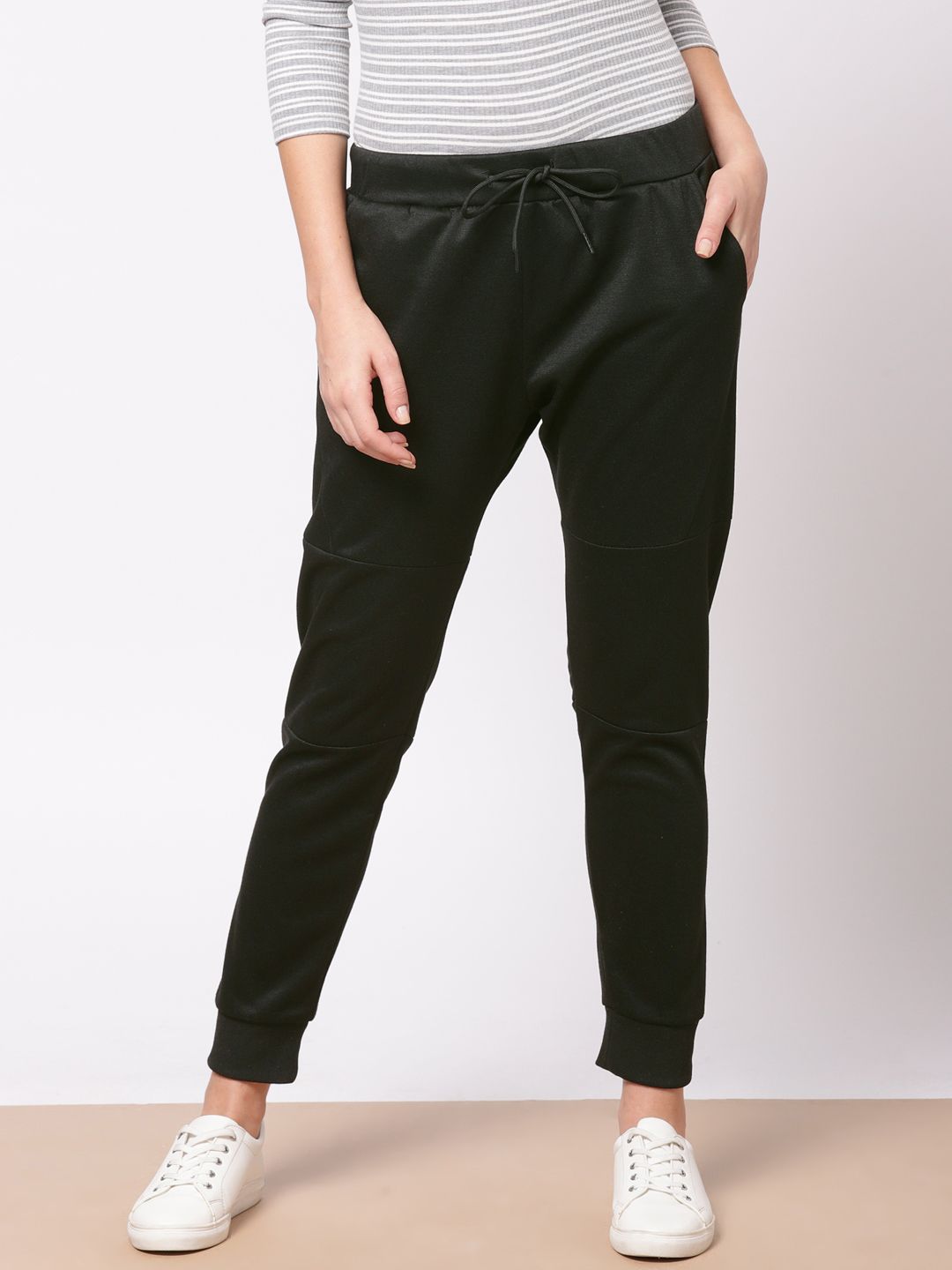 Ether Women Black Regular Fit Solid Joggers