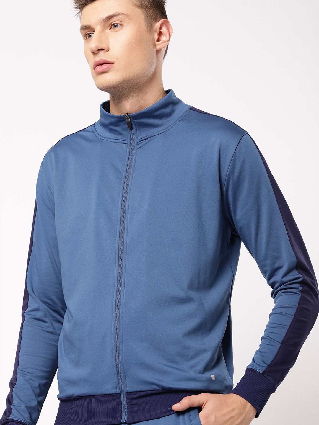 ether e+ Men Blue Solid Sporty Jacket e-Dry Technology