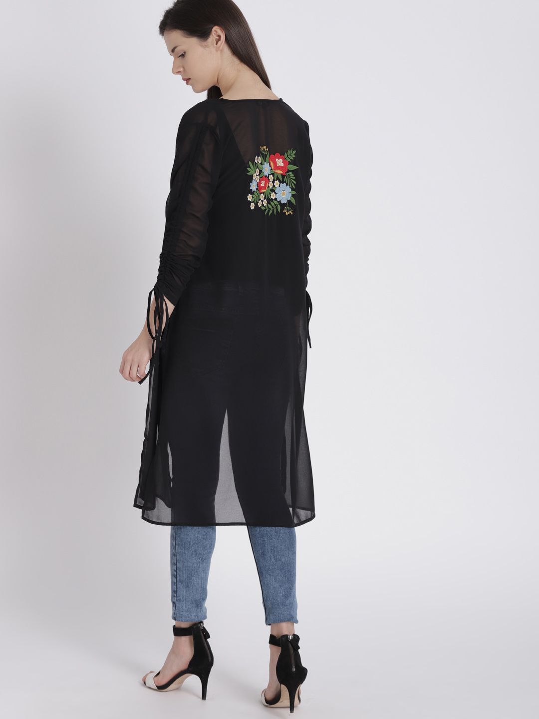 Chemistry Black Solid Open Front Shrug