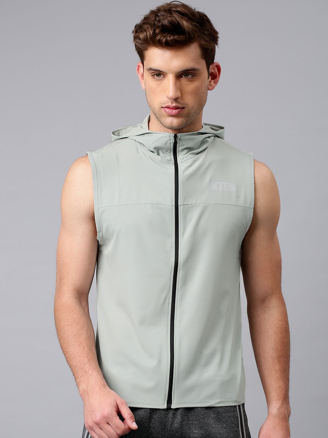 HRX by Hrithik Roshan Men Grey Solid Sporty Running Jacket