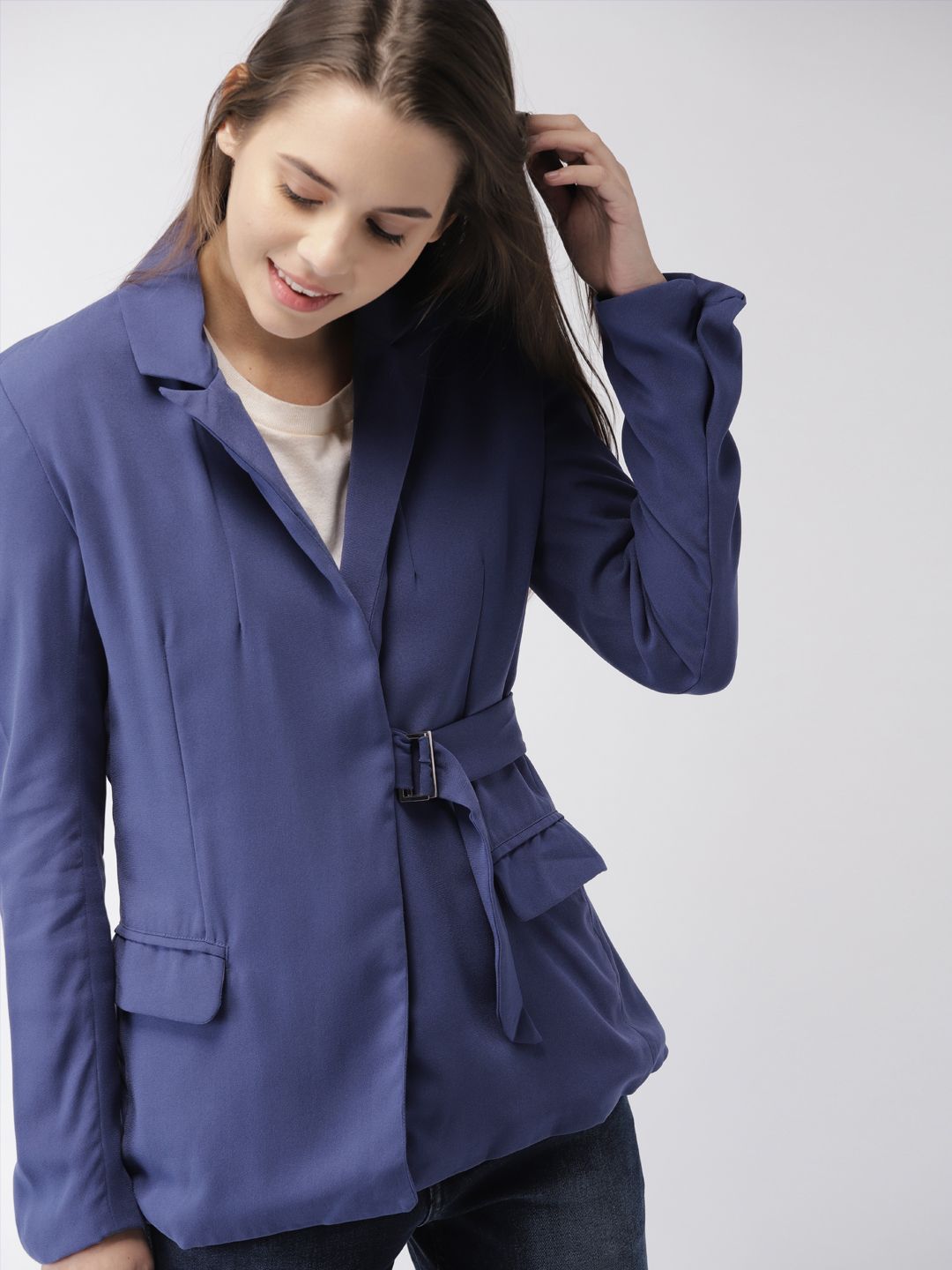 Mast & Harbour Women Blue Front-Open Blazer