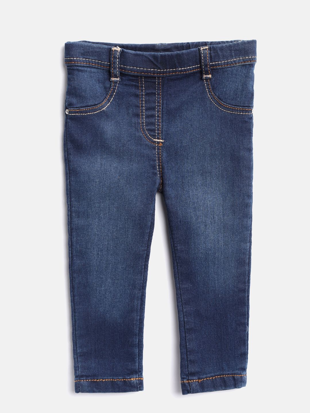Losan Girls Navy Blue Washed Jeggings