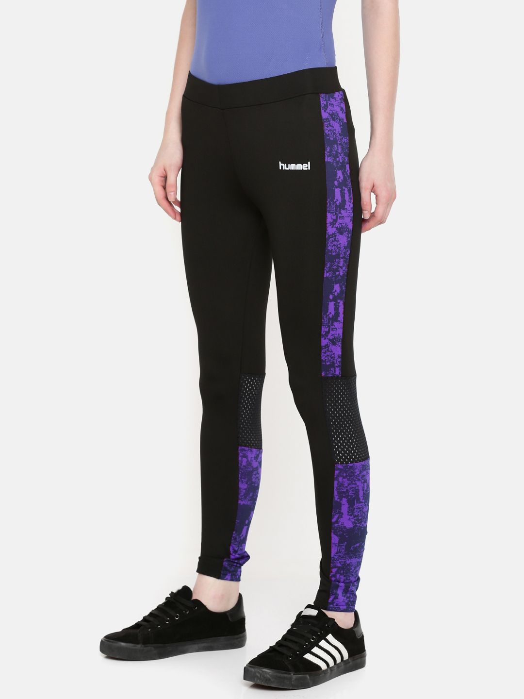 hummel Women Black & Purple Colorblocked LERENA Training Tights