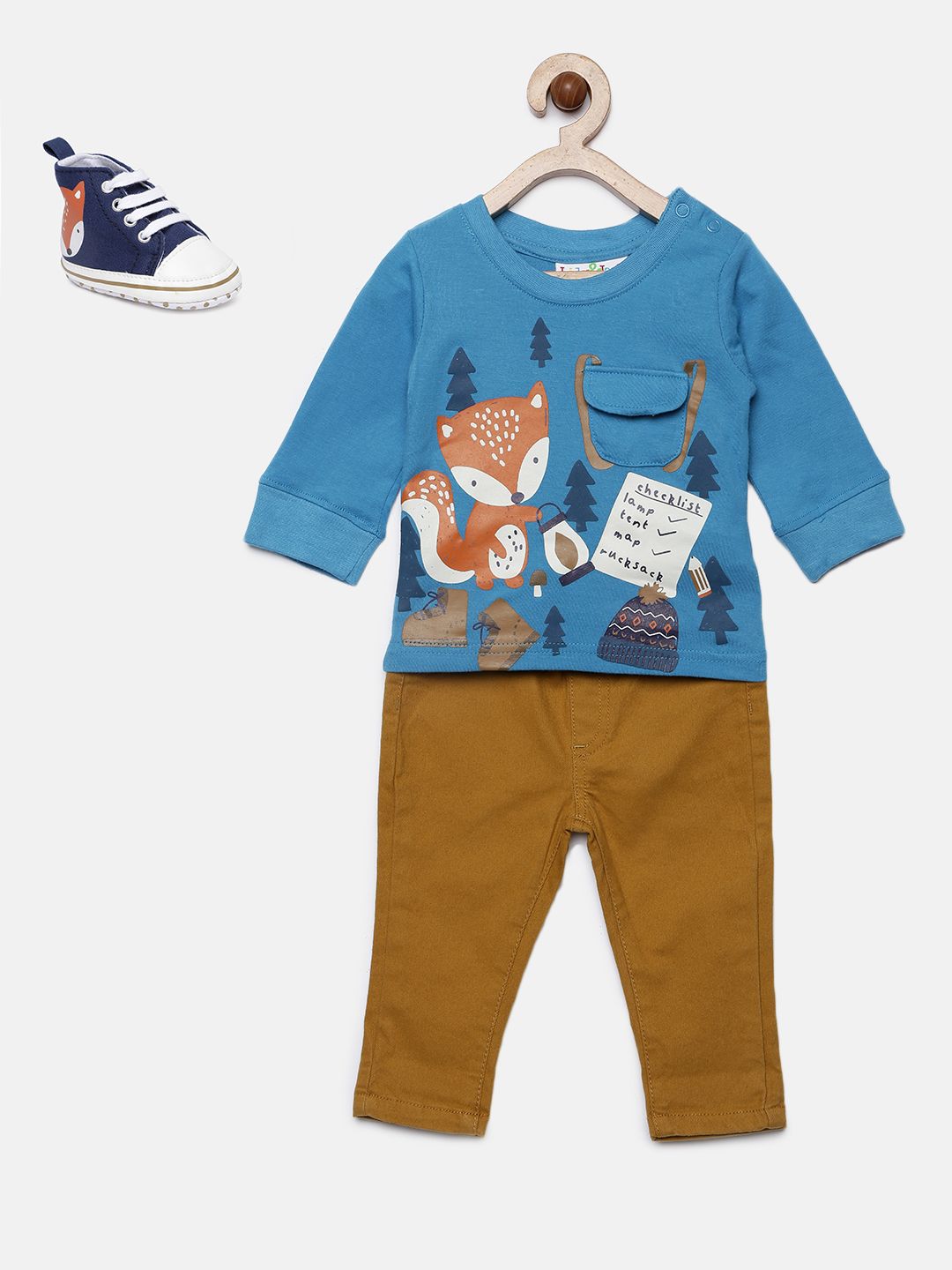 Lily & Jack Boys Blue & Brown Printed T-shirt with Trousers