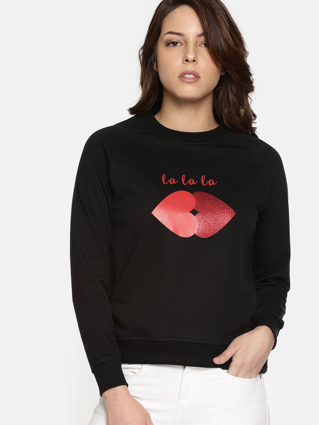 Kook N Keech Women Black Printed Sweatshirt