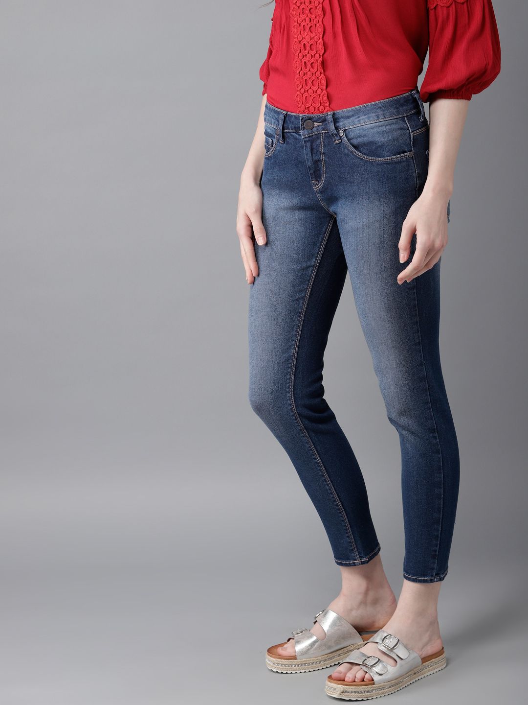 Moda Rapido Women Blue Skinny Fit Ankle Length Stretchable Jeans